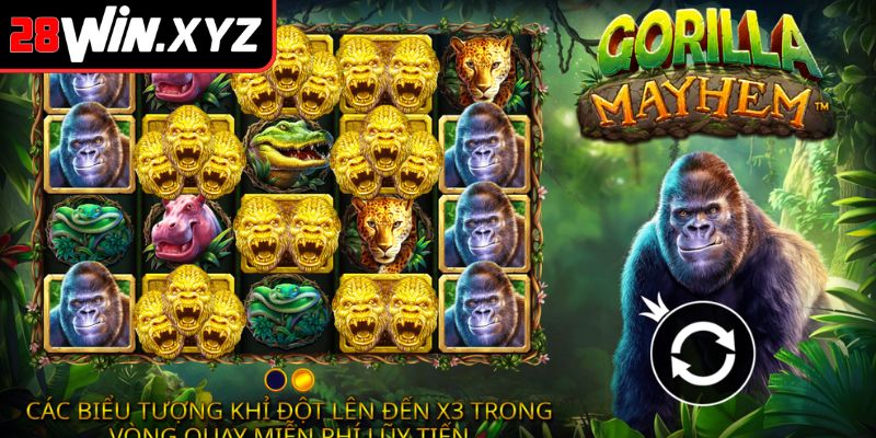 Gorilla Mayhem 28Win – Slot Chủ Đề Khỉ Đột Với Cơ Chế Nhân 1 Tổng quan về trò chơi Gorilla Mayhem 28Win